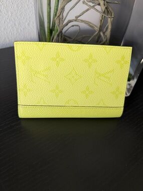 Louis Vuitton Lime Green Textured Leather Passport Holder